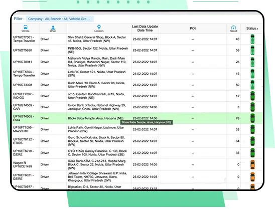 gps vehicle tracking status